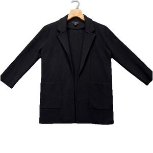 J. Crew 365 Open Front Cardigan Sweater Womens XS Black Merino Wool Blend Career